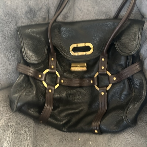 Tiffany and Fred Paris black leather bag gold hardware! Great condition! - Picture 2 of 7